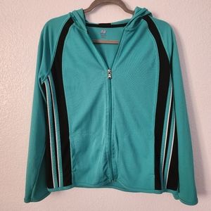 SJB Active teal hooded zip-up sweater sz M